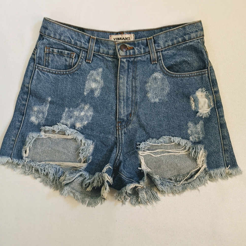 Vibrant M.I.U High Waisted Distressed Denim Shorts